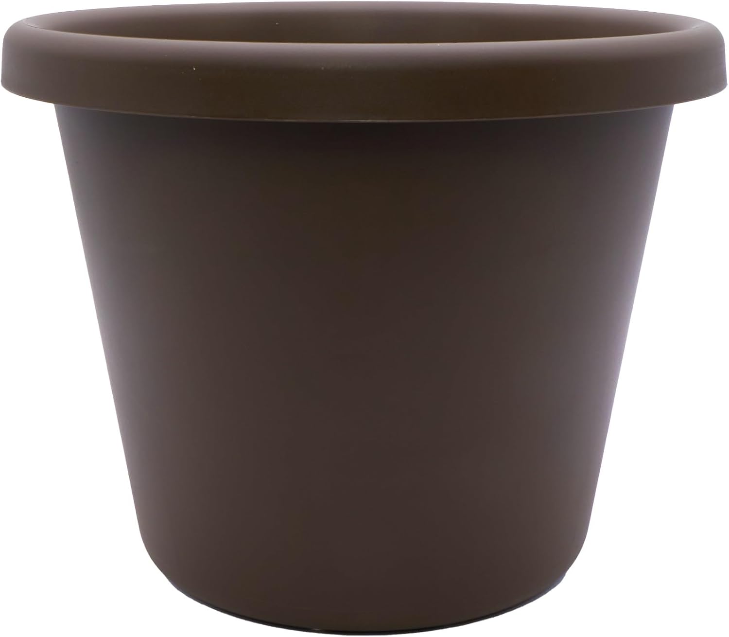 The HC Companies Classic Round Plastic Plant Pot w/Rolled Rim - Lightweight & UV Resistant Flower Pot for Herbs & More - Outdoor & Indoor Plant Pots w/Drainage (15.5 inch, Chocolate, Pack of 1)