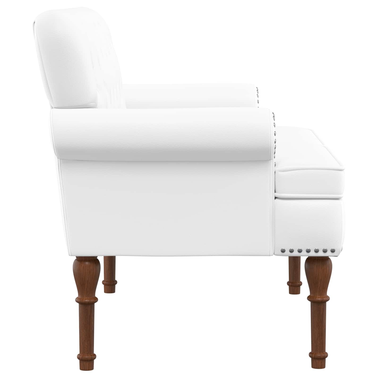 Makastle Canapé Love Seat avec capitonnage en Boutons Blanc Simili Cuir