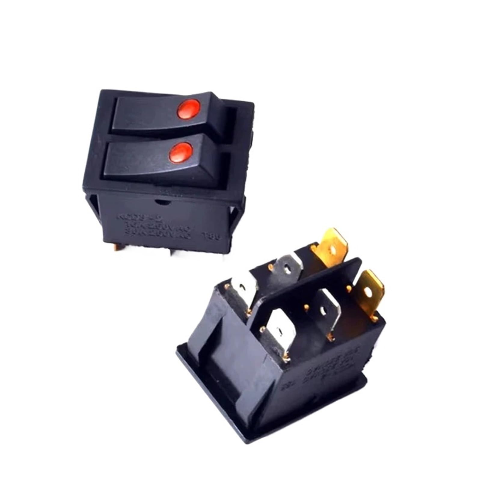 Interruptor de encendido KCD3 negro con doble botón basculante para calentador de aceite