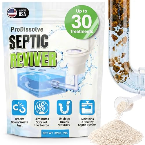 Image of Septic Tank Treatment 2 lb, Up to 30 Treatments - Septic Tank Cleaner with Natural Enzymes - Drainage Solutions to Digest Clogs, Odor, Sludge & Grease