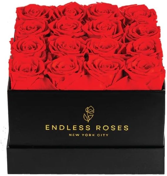 Square Collection, Preserved Red Roses in Luxury Gift Box, Long-Lasting 3 Years (White Box Pink Roses, 16 Roses)