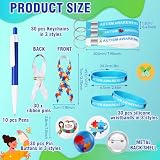 Watersay 326 Pcs Autism Awareness Accessories Includes Ribbon Pins, Badge Brooches, Pens, Stickers, Silicone Wristbands & Keychains Bulk Set for Autism Awareness Month Supplies