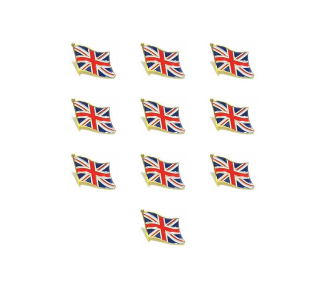 FORINC10pcs United Kingdom Flag Lapel Pin UK Country Flag Lapel Enamel Waving Flag Lapel Pin Souvenir Hat Men Women Patriotic Great Britain