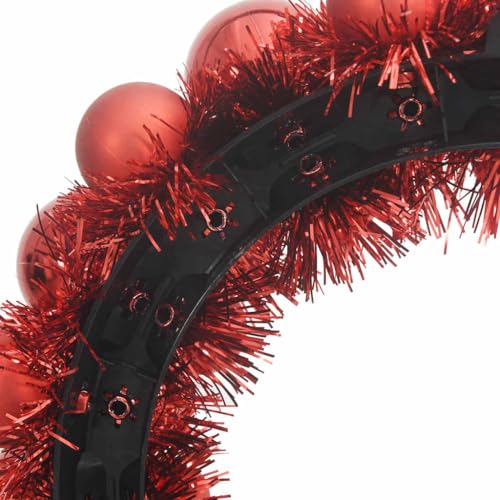 Couronnes de boules de Noël rouges intérieur extérieur 33cm suspendre lot de 2 - 7