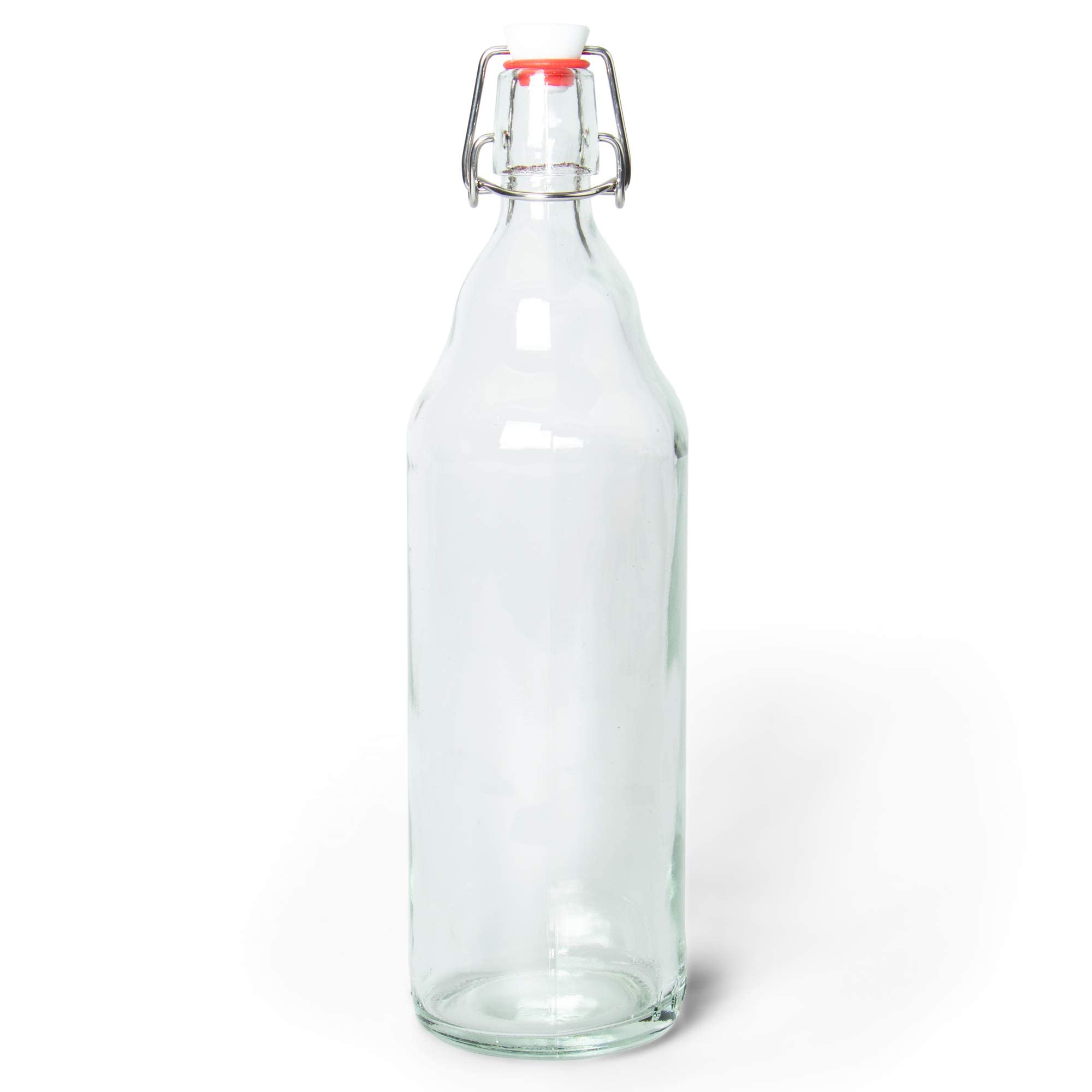 Glass Grolsch Beer Bottles, Quart Size - 33 oz Clear Single - Airtight Seal with Swing Top/Flip Top Stoppers - Supplies for Home Brewing & Fermenting of Alcohol, Kombucha Tea, Wine, & Homemade Soda