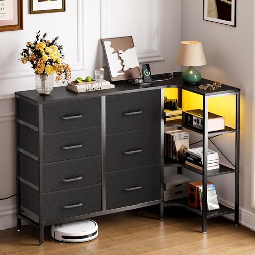 Coleshome Kommode mit Schubladen, Eck Kommode mit 7 Stoffschubladen - 2...