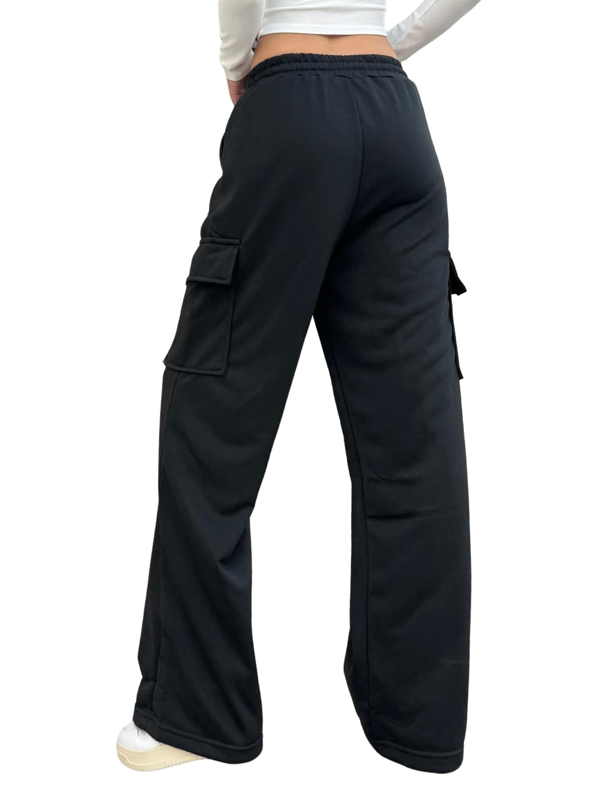 Nuofengkudu Pantalons Jogger Style Cargo avec Taille à Cordon Trousers Amples à Jambe Large Parfaits pour Le Détente