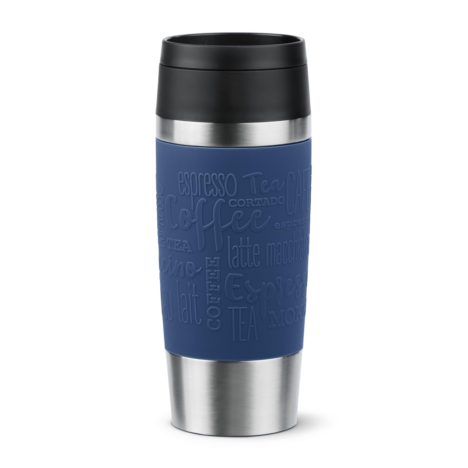 Emsa N20203 Travel Mug Classic Isolierbecher 0,36 Liter | neuer Komfort-Schraubverschluss | Edelstahl | 4h heiß und 8h kalt | 100% dicht | spülmaschinenfest | 360°-Trinköffnung | Dunkelblau