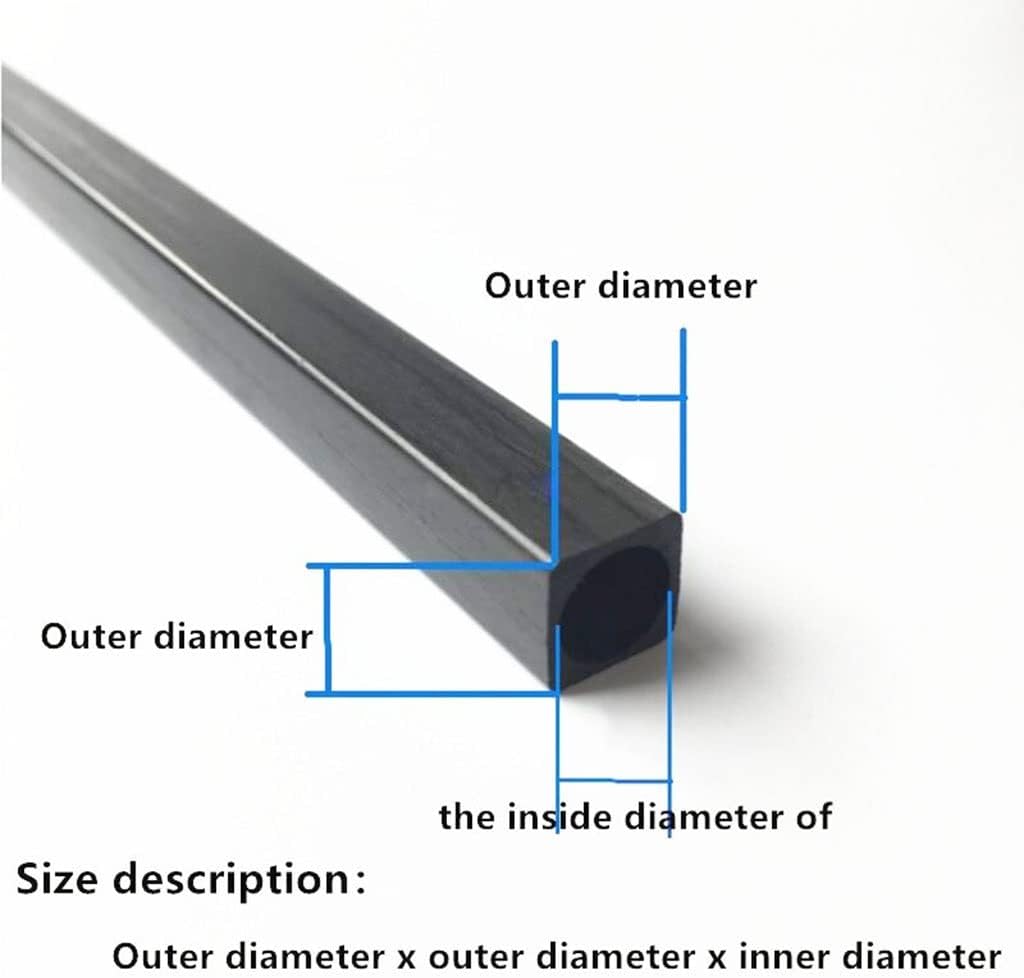 4pcs Carbon Fiber Square Tube High Strength Length 500mm, 99% Carbon Fiber Carbon Vinyl Wrap(Size:8x8x6.5mm)