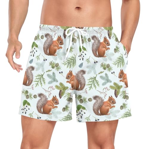 vvfelixl Men's Athletic Shorts Forest Squirrels Mens Gym Running Shorts for Men Boys Quick Dry S