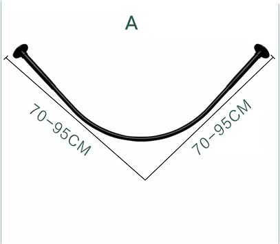 Shower Curtain Rod, Stretchable Corner Curtain Rod, Adjustable L Shaped Shower Curtain Rail, Drill Or No Drill Shower Curtain Poles for Bathroom, Bath (Size:70-95 cm x 70-95 cm,Color:Black)
