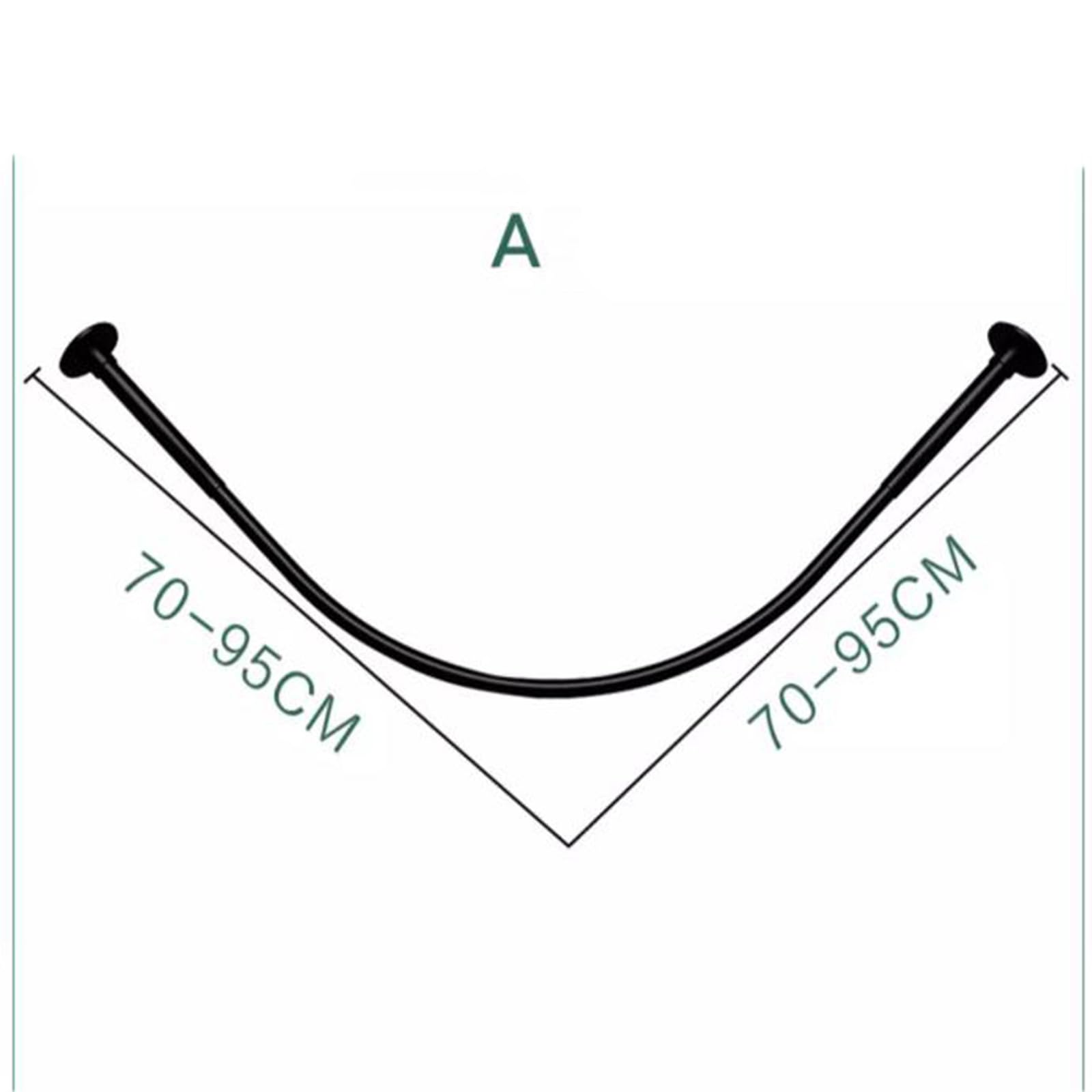 Barra Cortina Ducha Curva y Esquina, Extensible para Baño - Negro, Sin Taladros (70-95m x 70-95cm)