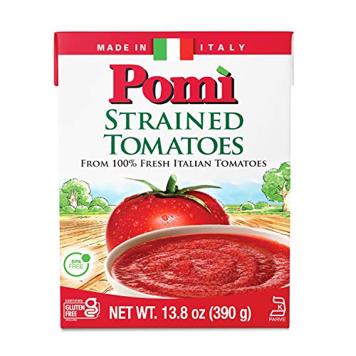 Pomì Strained Tomatoes - Creamy, Velvety Italian Tomato Puree, No Additives or Preservatives - Pureed Tomatoes Made from 100% Fresh Italian Tomatoes - 13.8oz Carton (Pack of 12)