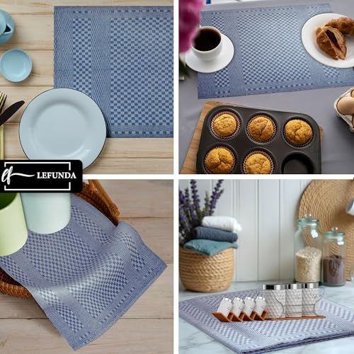 Set di 10 Strofinacci Cucina-Asciugamani da cucina in 100% cotone, 220 GSM, Morbidi e Super Assorbenti, Facilmente Lavabile, 50x70cm, Stracci, Canovacci, Asciugami, Strofinaccio, 10 Blu - immagine 5