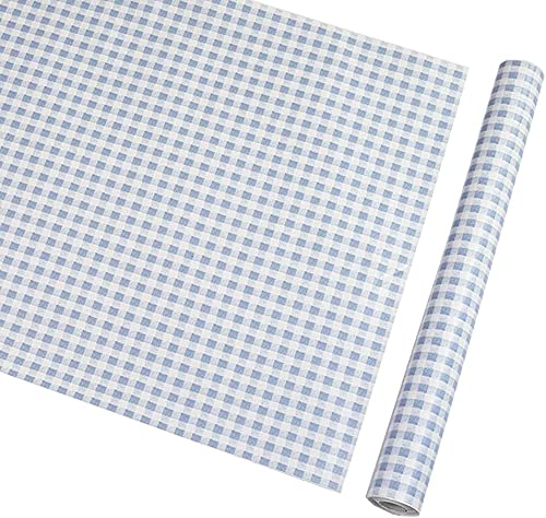 Gow4U Decorative Gingham Dresser Drawer Shelf Liner Self Adhesive Vinyl Contact Paper For Kitchen Cabinets Pantry Refrigerators Arts Crafts Decal (Blue, 17.7X117 Inches) #TOP1