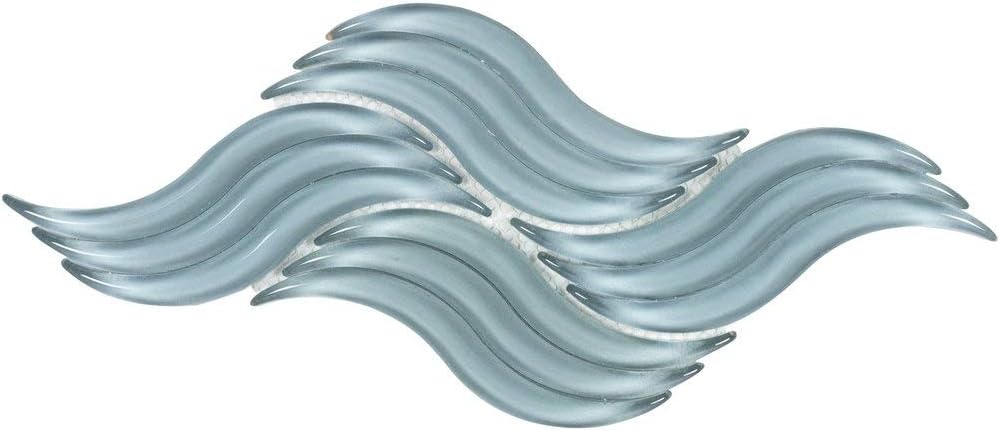 MTO0522 Modern 6X12 Subway Wave Blue Molded Glass Mosaic Tile (Sample Swatch)