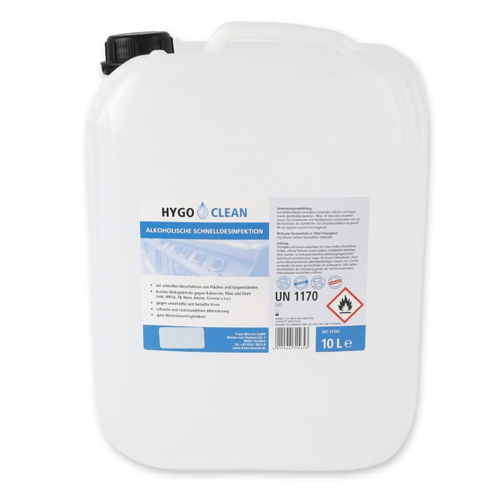 1 Stück Hygoclean Schnelldesinfektion | alkoholisch, V: 10l, klar, Karton, Schnelldesinfektion, Desinfektionsmittel, Sprühdesinfektion