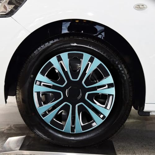Image of Light Blue Hubcap Wheel Cover Replacement Kit 14 inch Hub Caps Wheel Rim Cover Car Exterior Accessories Pack of 4, 14 Inches