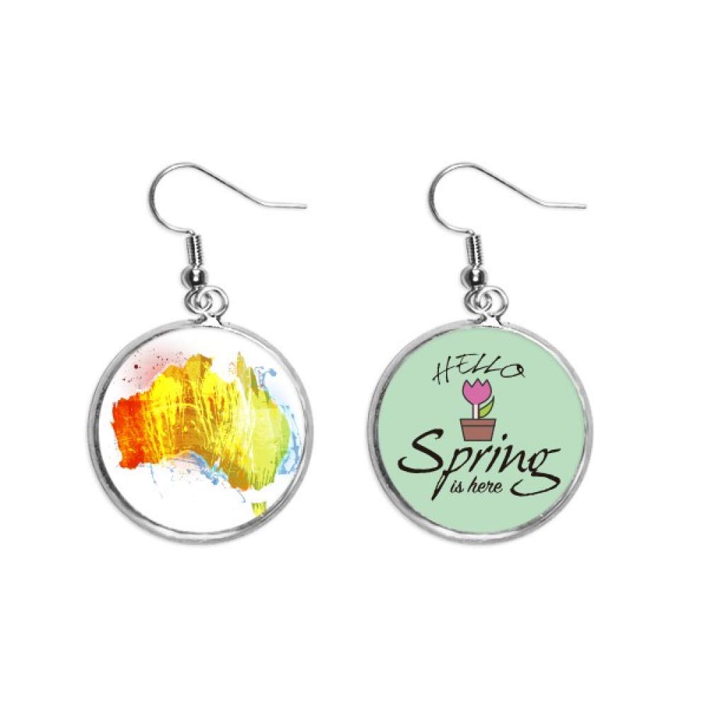 Pendientes de Australia con mapa ilustrado y diseño colgante de primavera 5