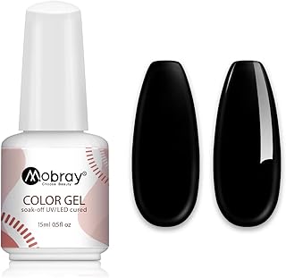 Sponsored Ad - Mobray 15ml Gel Nail Polish, Black Color Soak Off UV LED Nail Gel Polish Nail Art Starter Manicure Salon DI...