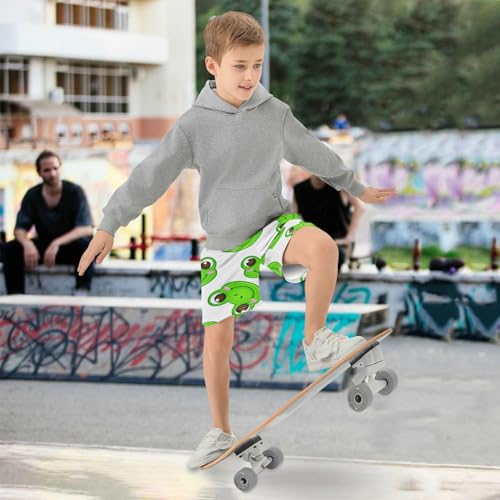 J JOYSAY Cartoon Frog Face White Boys Athletic Shorts Kids Youth Casual Shotrs with Elastic Waistband Pockets4