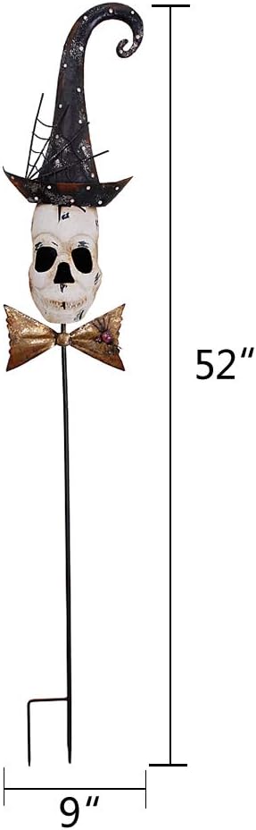 Outdoor Metal Halloween Yard Stake Signs, Haunted House Decor Halloween Lawn Yard Garden Decorations for Home School Office Party Favors Halloween Party Supplies (Halloween Skull Witch)