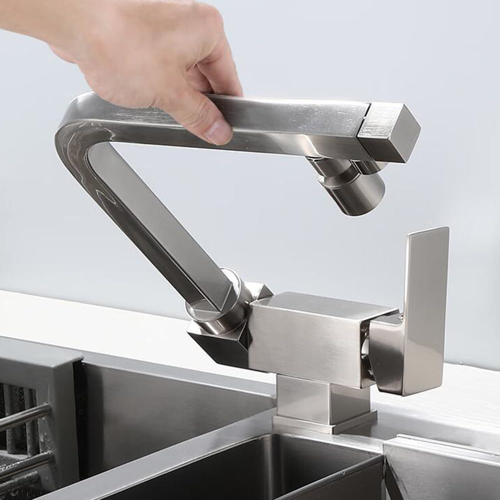Grifo Cocina 3 Vias Osmosis Plegable Giratorio a 360° Latón Grifo Abatible 3 Vias-Cepillado
