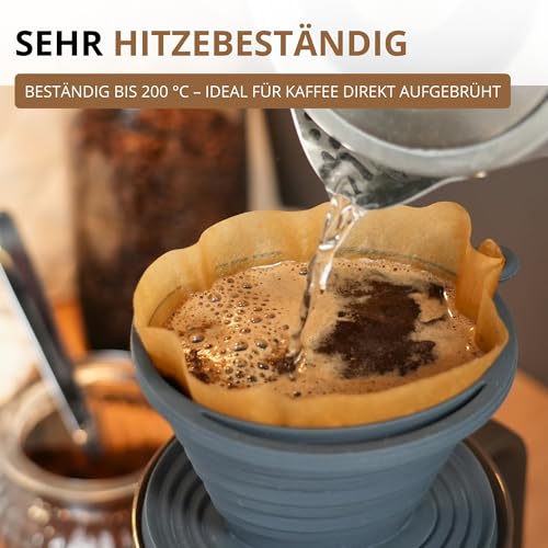 Westmark Kaffeefilter Faltbar aus Silikon – Handfilter Kaffee – Kaffeefilter Wiederverwendbar – Ideal für Unterwegs, Camping & Reise – Schwarz, Gr. 2, Anthrazit