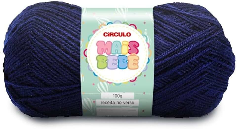 Novelo Lã Mais Bebê Círculo 100g 500m Fio Macio Delicado Crochê Tricô Artesanato Infantil Versátil (640 - AZUL MARINHO)
