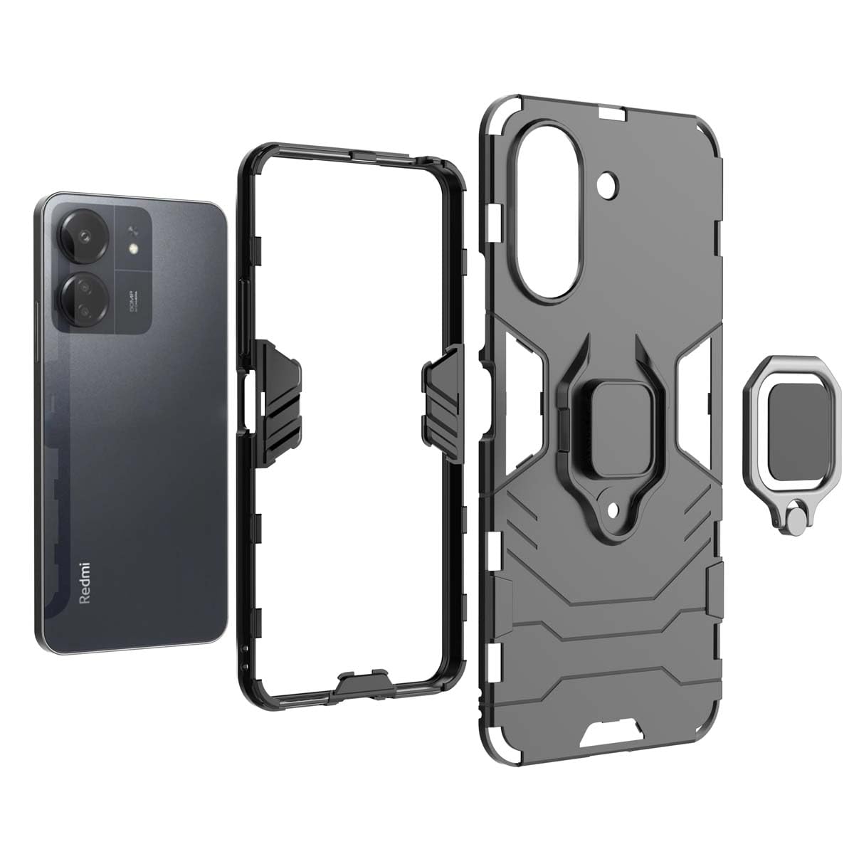 Custodia Armored Xiaomi Redmi 13C / Poco C65 Doppio Strato Verde
