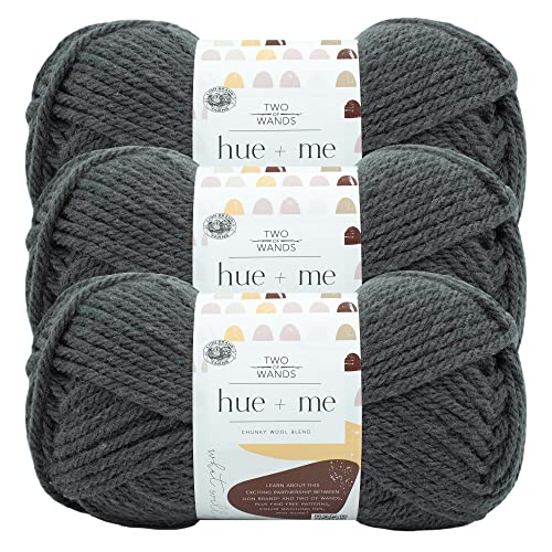 Image of Lion Brand Yarn, Hue + Me Chunky Yarn for Crocheting, Knitting, and Crafts, Smoke, 3 Pack