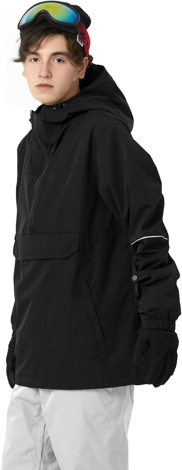Actleis Mens Pullover Snowboard Jacket Waterproof Hooded Insulated Ski Jacket Warm Winter Snow Coat - Image 2