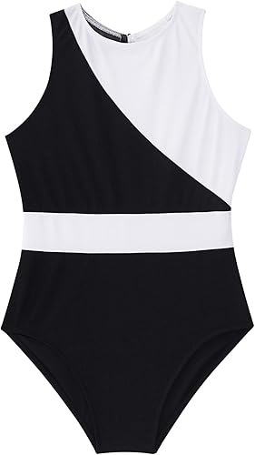 Miniatura 4 de JEATHA Kids Girls Color Block Cut Out Back Gymnastics Leotard Ballet Dance Tops Dancewear Performance Costume