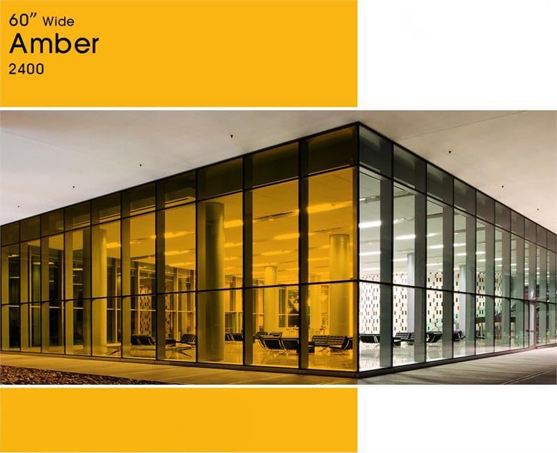 Amber Adhesive Backed Window Film – UV Resistant, Scratch Coated, Non-Reflective Transparent Tint for Long-Term Use on Glass Surfaces (60 inch x 12ft)