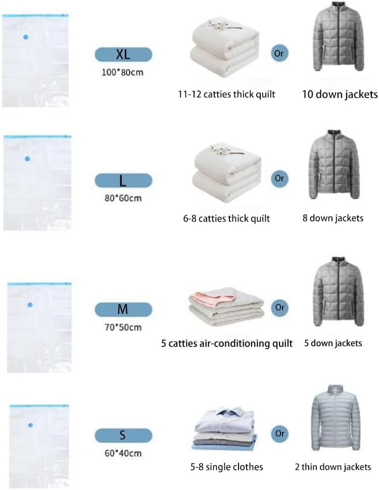 Image of enem Vacuum Bags For Clothes With Pump | Pack of 8 (2 Jumbo, 2 Large, 2 Medium, 2 Small) | Travel Vacuum Bags For Clothes | Wardrobe Organizer For Storage | 1 Year Warranty from enem