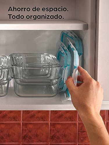 Miniatura 7 de Praknu Recipientes De Cristal Para Alimentos - Juego De 4 - Tapers Cristal Herméticos 1l - Con Tapa - Sin Bpa - Aptos Para Lavavajillas, Congelador Y Microondas