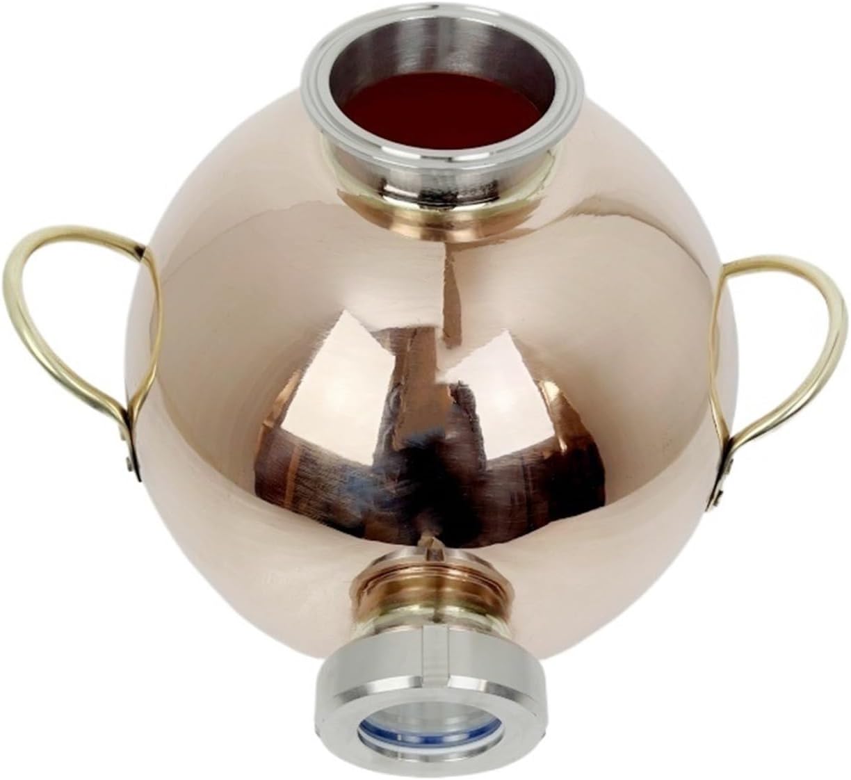 Onion Head, 3" OD91mm Spherical Copper Onion Head with Sight Glass Essential Oil Distillation 8L