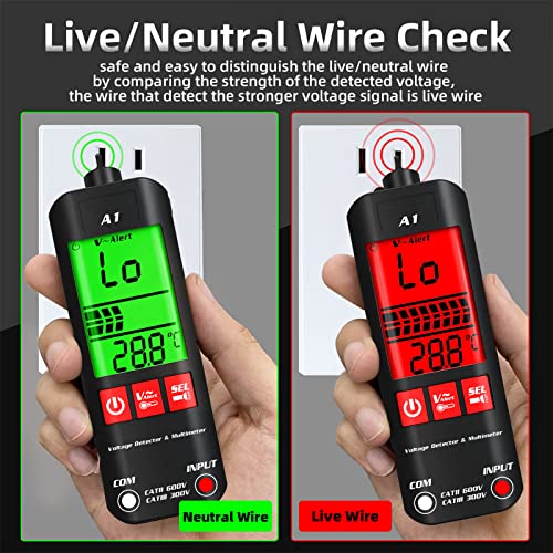 A1 Fully Automatic Anti-Burn Intelligent Digital Multimeter, Auto Senses Zero And Fire Wires Tester, Fast Accurately Measures Ac/Dc Voltage, Resistance, Frequency, Beep On/Off, Temperature (With Bag) #TOP5