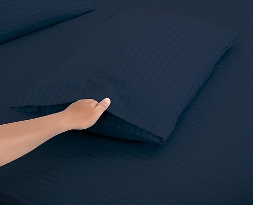 Vista 20 de Juego de sábanas de 6 piezas, 400 hilos y hotel, acabado satinado, sábana bajera ajustable de 12 a 14 pulgadas de profundidad, 100% algodón egipcio