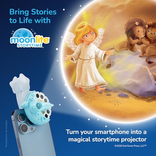 Moonlite Storytime Starter Pack with Smartphone Projector, Picture Disc and Four Stories, Ideal for Bedtime, Storytime and Family Travel - Bible by Moonlite - Image 3