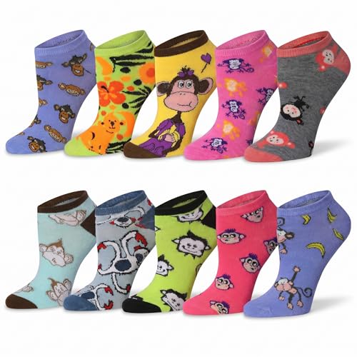 Image of Tipi Toe Women's 10 Pairs Lightweight Colorful Socks - Fun Low Cut Patterns for All-Day Comfort and Easy Everyday Style