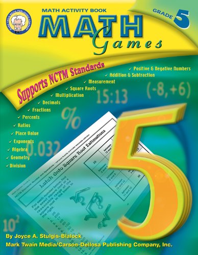 Mark Twain Math Games Activity Book, Fun Mathematics Activities for Grades 5 and Up, Fractions, Decimals, Division, Geometry, Algebra, Multiplication Workbook