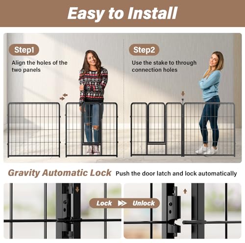 HealSmart Dog Playpen Indoor, Puppy Playpen Indoor for Yard, Camping, 32" Height 8 Panels Heavy Duty Dog Pen for Small/Medium Dogs, Black by HealSmart - Image 3