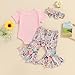 Baby Girl Clothes Summer Letter Short Sleeve Romper Tops Boho Floral Flared Pants Headband Newborn Outfits (Pink, 6-12 Months)