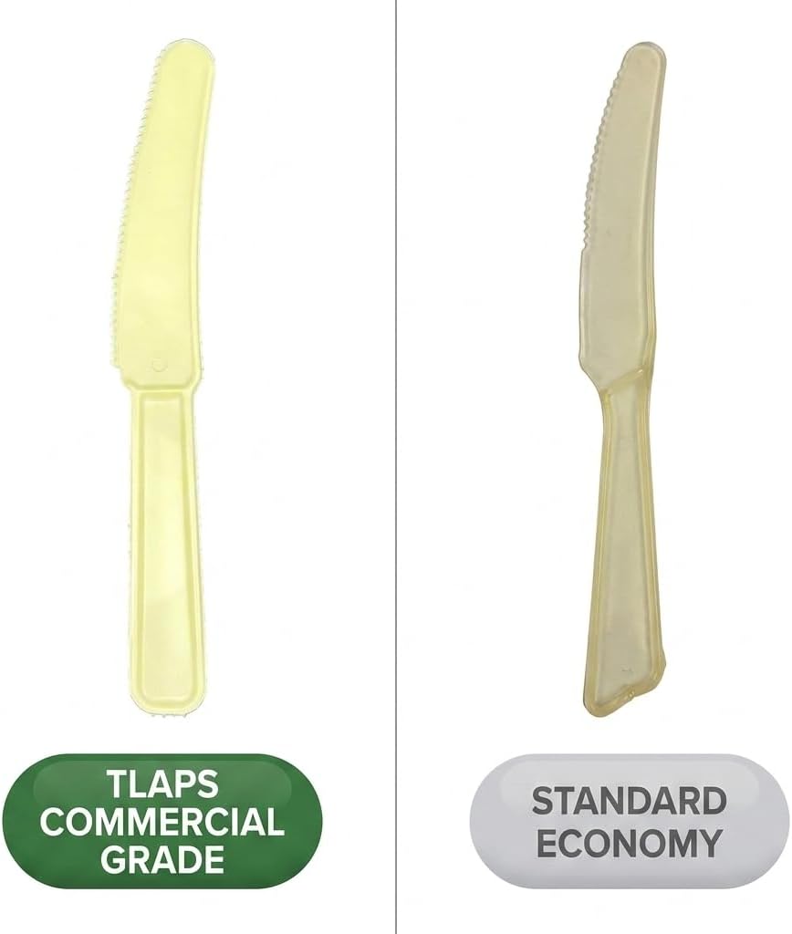 7.5in CPLA Heavy Weight Disposable Knife 1000-Pack Commercial BPI Certified Compostable Cutlery for Catering, Events, Food Service