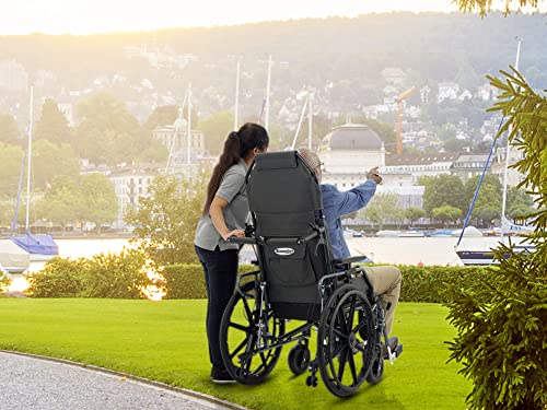 Image of KosmoCare Crest Series Aluminium Recliner Light Foldable Wheelchair with Frame | Wheel chairs for old people | Recliner Wheel chair | Manual Mobility Aid Comfortable 18 inch wide seat |