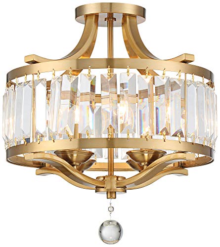 Vienna Full Spectrum Prava 16 1/2" Wide Brass And Crystal Ceiling Light - Possini Euro Design #TOP1