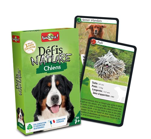 Bioviva - Défis Nature - Chiens - Pariez sur les points forts de ces animaux pour gagner la bataille - Jeu de Cartes - 2 à 6 Joueurs - 7 ans - Fabriqué en France - 282659