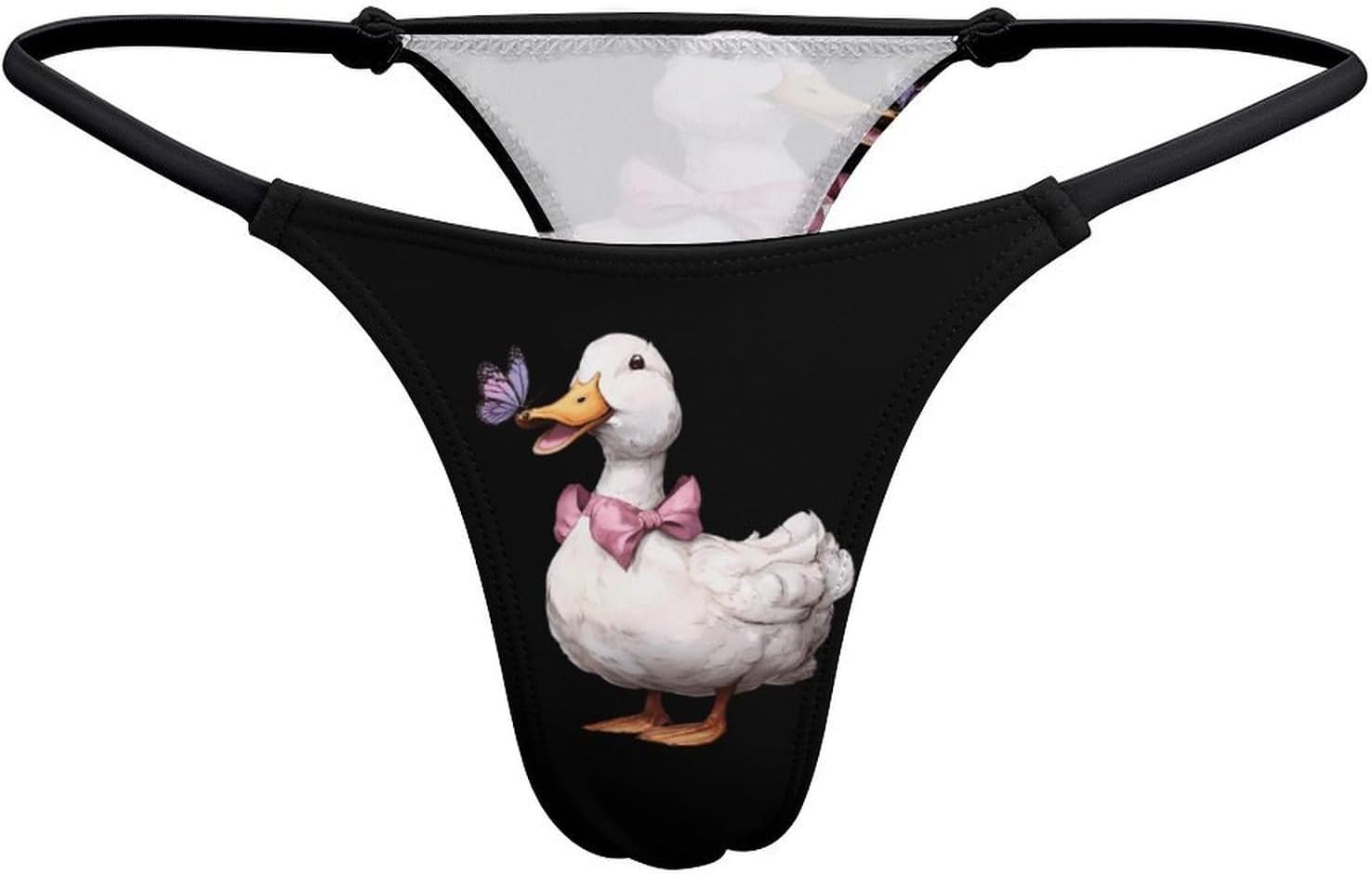 Cute Animal Duck Butterfly Thongs for Women Underwear G-String Panties | Breathable,Low Rise Panties,T-back,Sexy,Briefs,No Show Thongs