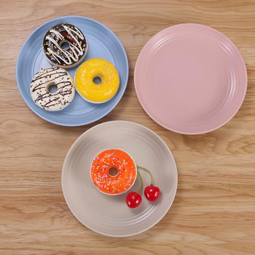 Image of 7 Inches Small Unbreakable Wheat Straw Plates - Reusable Plate Sets of 4 - Dishwasher & Microwave Safe - Perfect for Dinner Dishes - Healthy, BPA Free & Eco-Friendly (7 Inches)